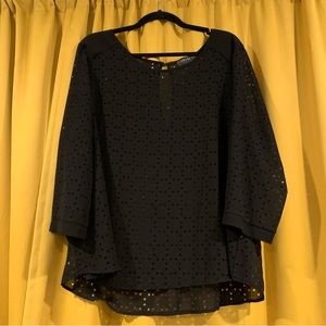 Cut Out Pattern Sheer Plus Blouse